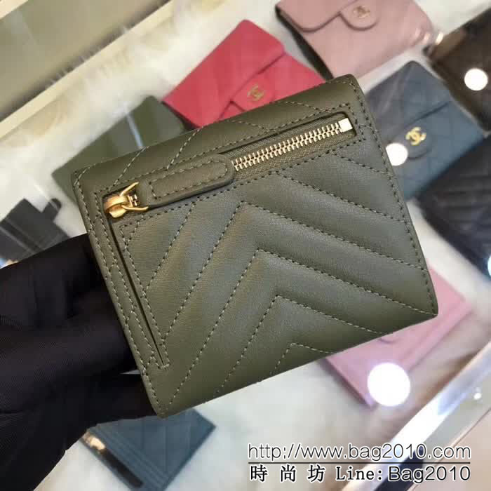 CHANEL香奈兒 古巴CU系列 CF短三折錢包 頭層小牛皮v紋 82288  DJC3136